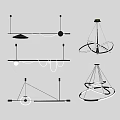 Modern Curved LED Chandeliers With Circular Rings And Metallic Frame Designs