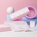 HerGlory 7 Day Sanitary Pads With Pink White Packaging On Geometric Display Stand