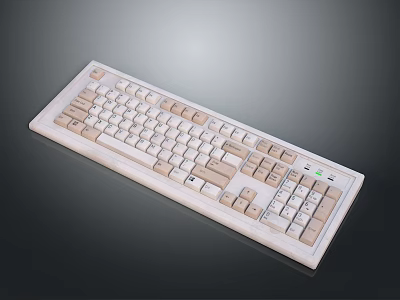 Modern Full Size Computer Keyboard With Numeric Keypad And White Beige Design 3d model
