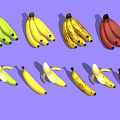 Various Ripe And Unripe Bananas Including Green Yellow Spotted Red And Peeled Varieties