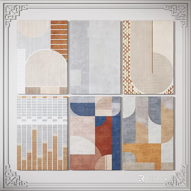 Square Rugs With Geometric Patterns Modern Abstract Designs And Neutral Color Combinations 3d model