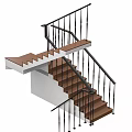 Modern Staircase Design With Wooden Steps Black Metal Railings And White Structure