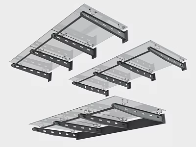Transparent Outdoor Canopy with Sturdy Metal Brackets and Clear Polycarbonate Panels 3d model