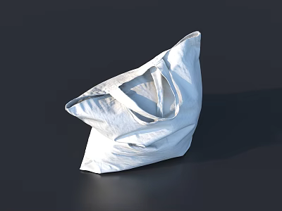 White Folded Bag With Handles On Dark Background Minimalist 3d model