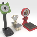 Vintage Weighing Scales Collection Featuring Green Beige And Red Retro Designs