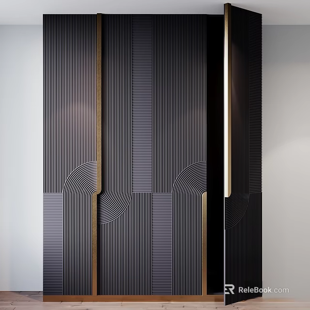 Elegant Modern Luxury Dresser With Black Gold Accents And Sleek Design For Interior Decor 3d model 