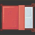 Red Carved Wooden Bed Frame With Red Mattress And White Pillows
