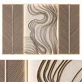 Modern Decorative Wall Background With Feather Pattern And Elegant Line Design 3d model
