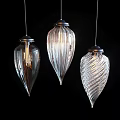 Modern Transparent Glass Pendant Lights with Unique Textured Patterns and Black Base 3d model
