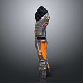 Mechanical Creature Character With Robotic Arm Metallic Structure And Orange Gray Design 3d model