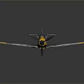 Vintage Gray And Yellow Fighter Plane Model With Black Crosses On Wings