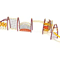 Colorful Outdoor Playground Equipment With Climbing Nets Swings Rope Bridges And Arch Frames