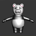 Cute Black And White Panda Doll With Big Eyes Pink Ears And Open Arms Design