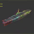 Modern Aircraft Carrier Warship 3D Rendering with Flight Deck and Island Superstructure 3d model
