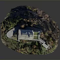 Detailed Building Model Design With Lush Trees Green Lawn And Courtyard Area