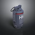 Realistic High Explosive Hand Grenade With Gray Body And Red Stripe Design