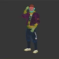 Stylish Character Wearing Brown Hat Black Jacket Yellow Top And Gray Sweatpants