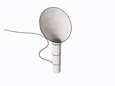 Minimalist Floor Lamp With Round Linen Lampshade And Cylindrical Layered Pole Design 3d model