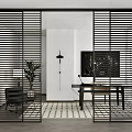 Black Vertical Slat Sliding Doors Design For Modern Interior Office And Living Space