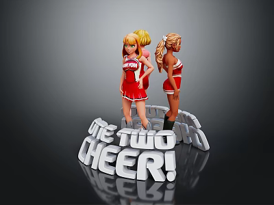 Game Movie Cheerleader Characters Two Blonde Women In Red Outfits Showing Cheer Spirit 3d model