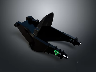 Black Motorcycle Frame Component With Green Indicator Lights And Sleek Design 3d model