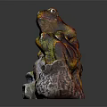 Three Colorful Ceramic Frog Figurines Perched On Tree Branch Decorative Base