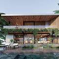 Luxury Detached Villa with Modern Design Swimming Pool and Lush Palm Trees