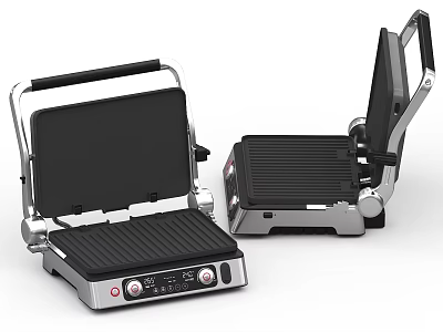 Electric Kitchen Appliance Sandwich Maker With Non Stick Grill Plates Openable Lid And Control Knobs 3d model