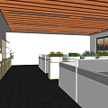 Modern Public Office Space With Cubicle Workstations Office Chairs Large Windows And Potted Plants