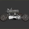 Vintage Metallic Motorcycle Design With Exposed Mechanical Engine Classic Wheels And Reflective Surface 3d model