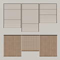Modern Textured Panel Curtains In Linen And Bamboo For Interior Design 3d model