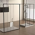 Modern Shower Sauna Interior Design with Glass Enclosure Metal Frame and Wooden Floor