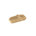 Wooden Outdoor Chair with Wave Shaped Layered Wood Design for Modern Artistic Outdoor Seating