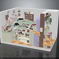 Vibrant Indoor Room Diorama With Furniture Plants And Decorative Elements