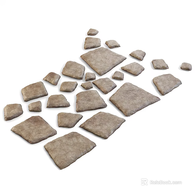Natural Brown Square Stone Paving Tiles With Textured Surface For Flooring 3d model 