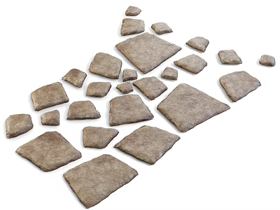 Natural Brown Square Stone Paving Tiles With Textured Surface For Flooring 3d model