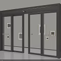 Modern Black Framed Glass Doors With Decorative Paintings In Interior