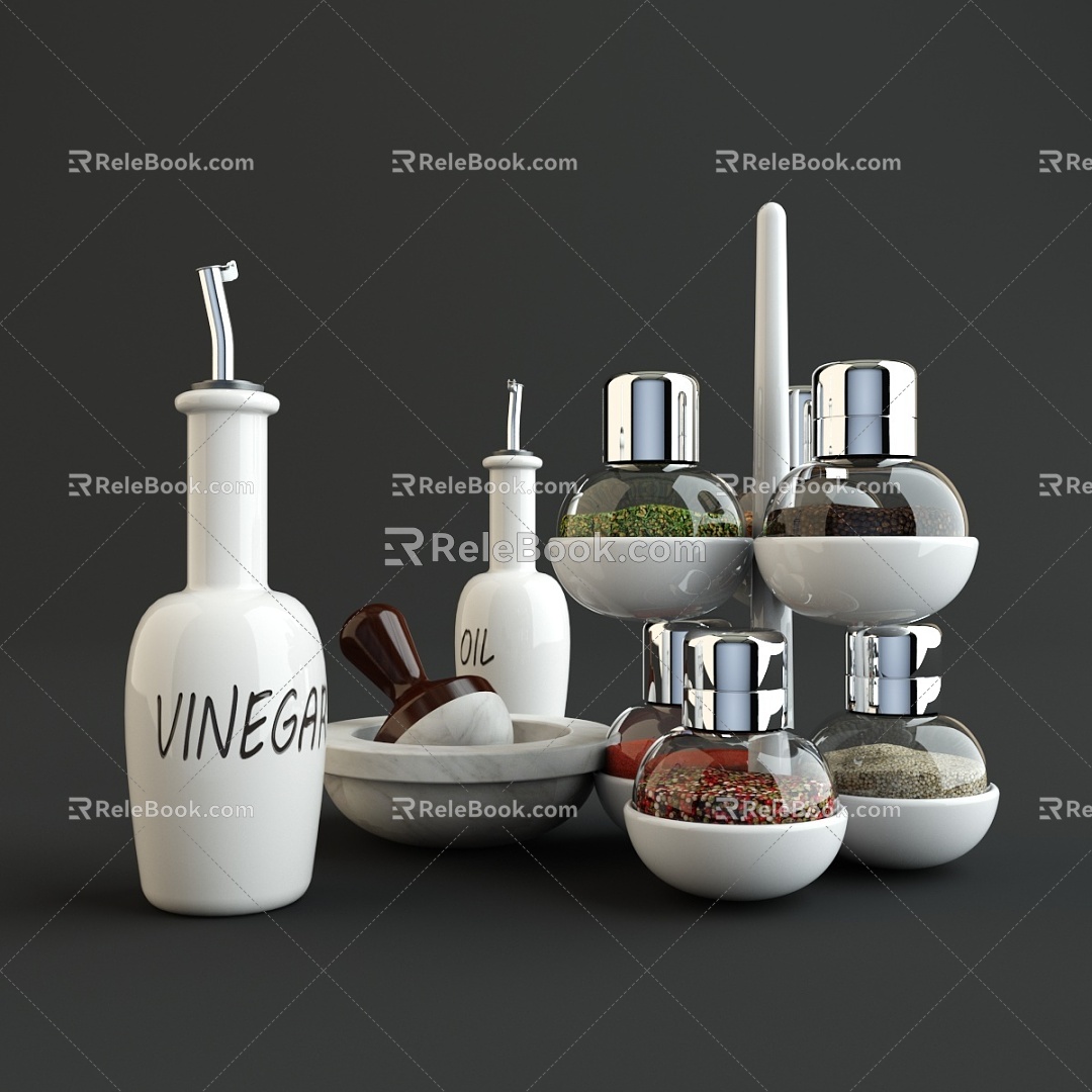 Kitchen seasonings bottle combination kitchen bottle seasonings bottle household container utensils 3d model