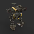 Military Combat Weapon Robotic Unit with Camouflage Design Mechanical Legs and Multiple Missile Launchers