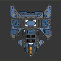 Futuristic Sci-Fi Spaceship Model With Blue Gray Body And Yellow Red Accents