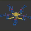 Multi functional Fitness Equipment With Yellow Center Red Frames Gray Pedals And Springs