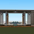Modern Road Facilities With Wooden Walkway Glass Enclosure And Paved Area