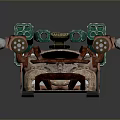 Futuristic Green And Red Combat Vehicle With Dual Large Cannons And Transparent Cockpit