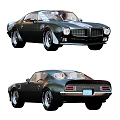 Classic Muscle Car Exterior Design With Dark Color Two Door And Retro Styling