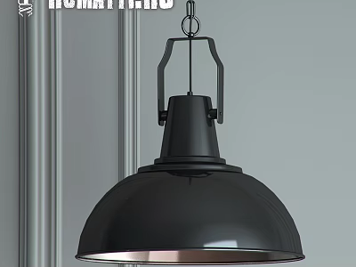Black Metal Dome Pendant Light For Modern Industrial Interior Decoration Style 3d model