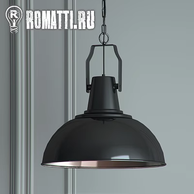 Black Metal Dome Pendant Light For Modern Industrial Interior Decoration Style 3d model