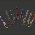 Cold weapons Sword Axe Hook Fork Spear Trident Melee Weapon Military 3d model