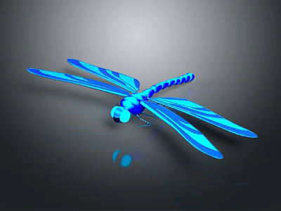 Vibrant Blue Dragonfly With Detailed Wings And Shiny Body On Dark Background 3d model