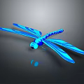 Vibrant Blue Dragonfly With Detailed Wings And Shiny Body On Dark Background