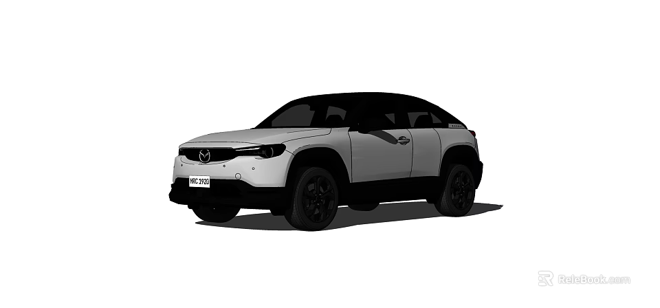 White And Black Modern SUV With Front Grille Headlights And Black Wheels 3d model 